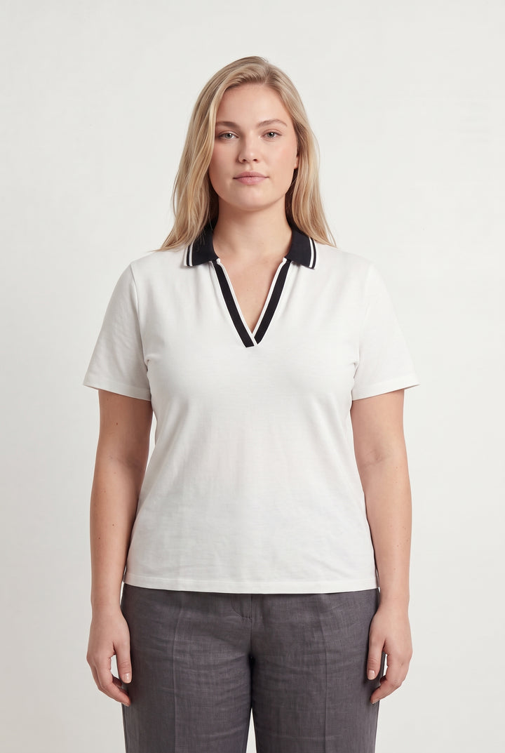 Polo Blanc et Noir - Taille XL/42 de la marque Caroll | PARAD113507 - Vendu par Paradigme - Image 1