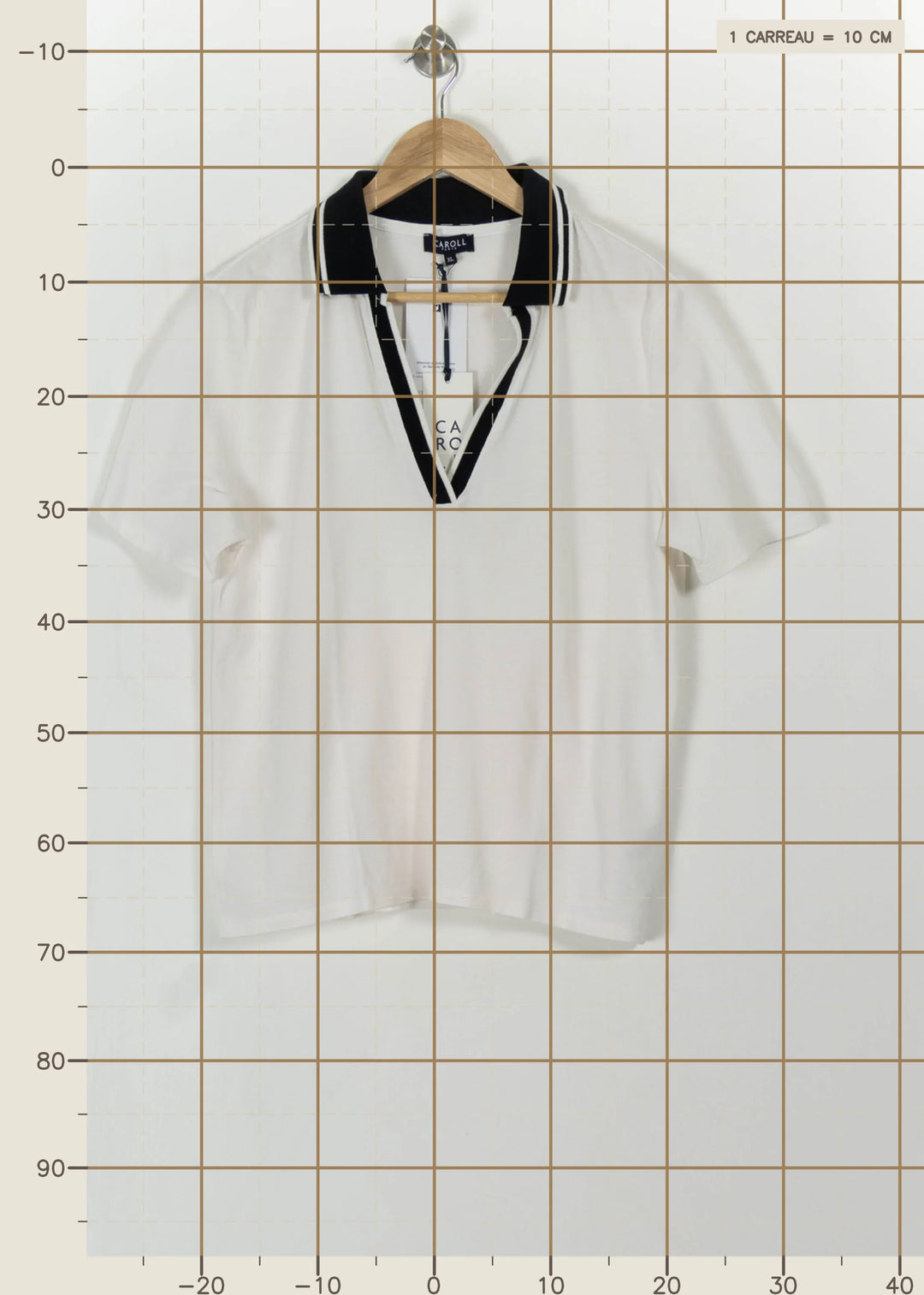 Polo Blanc et Noir - Taille XL/42 de la marque Caroll | PARAD113507 - Vendu par Paradigme - Image 4