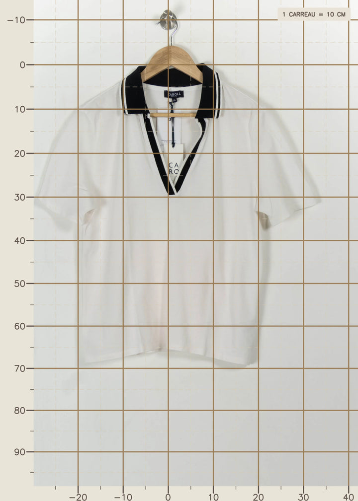 Polo Blanc et Noir - Taille XL/42 de la marque Caroll | PARAD113507 - Vendu par Paradigme - Image 4