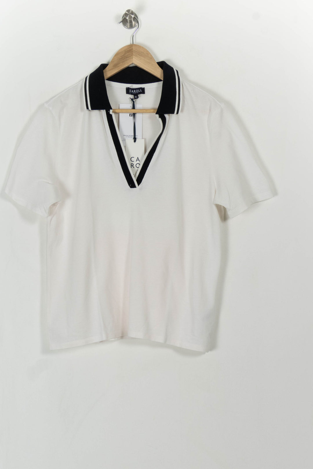 Polo Blanc et Noir - Taille XL/42 de la marque Caroll | PARAD113507 - Vendu par Paradigme - Image 2
