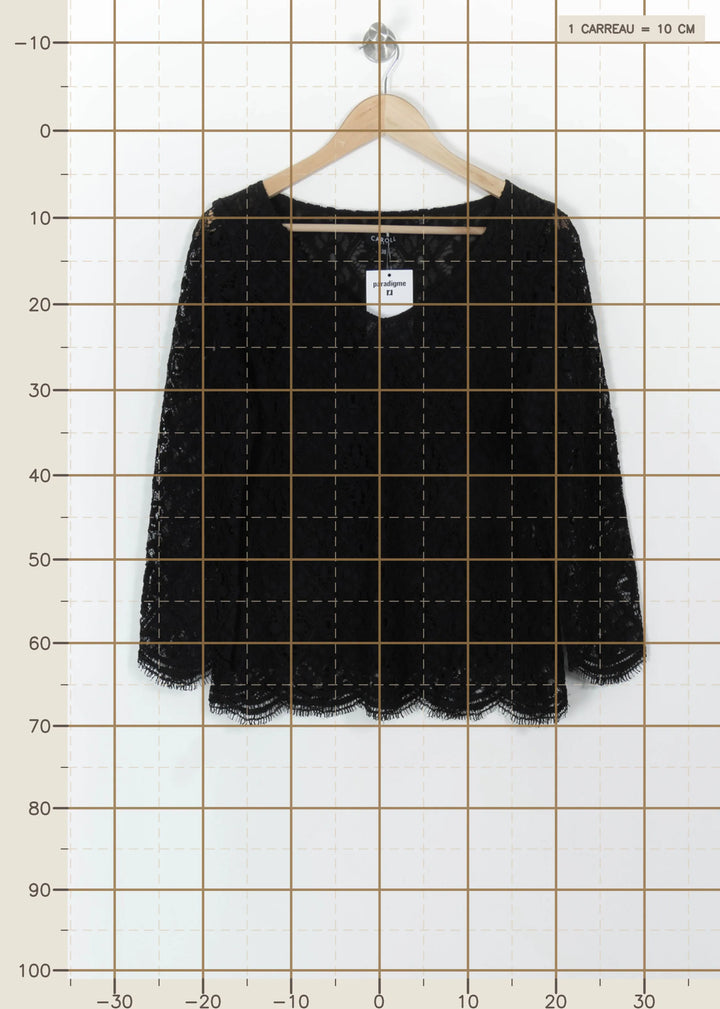 Blouse Noire - Taille M/38 de la marque Caroll | PARAD113510 - Vendu par Paradigme - Image 4
