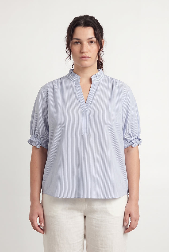Blouse Rayée Bleue et Blanche - Taille XL/42 de la marque Gerard Darel | PARAD113515 - Vendu par Paradigme - Image 1
