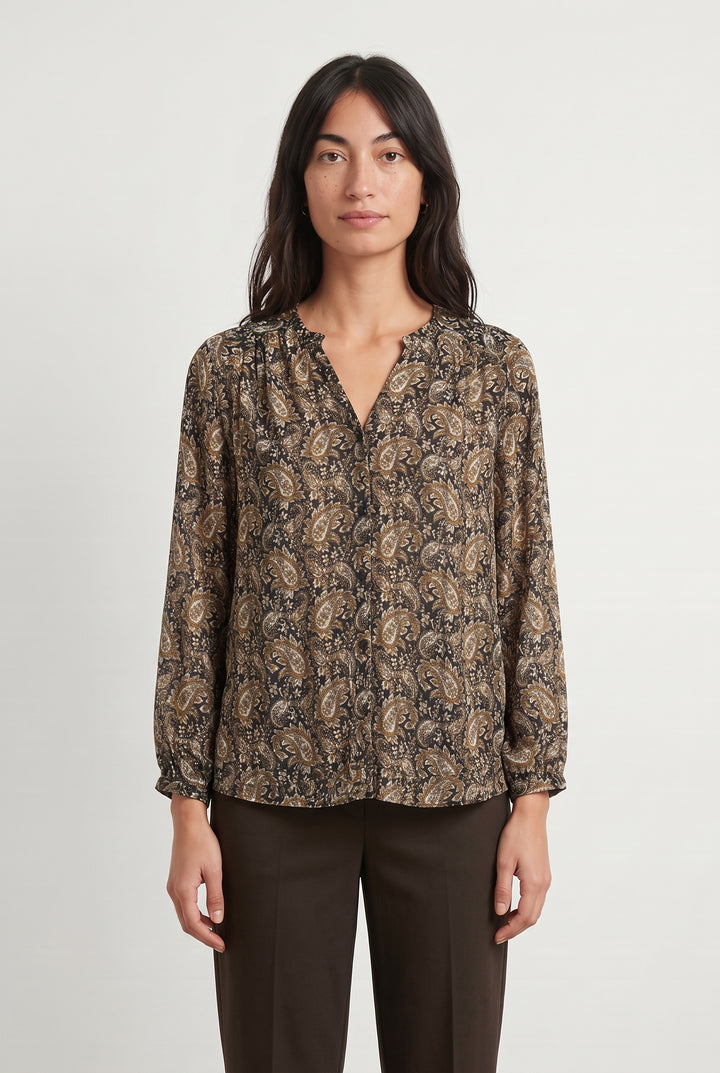 Blouse Noire et Camel - Taille S/36 de la marque Pablo | PARAD113536 - Vendu par Paradigme - Image 1