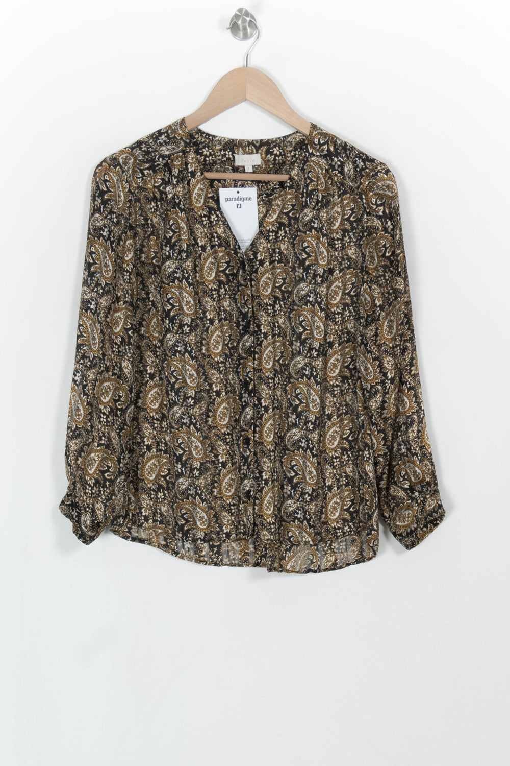 Blouse Noire et Camel - Taille S/36 de la marque Pablo | PARAD113536 - Vendu par Paradigme - Image 2