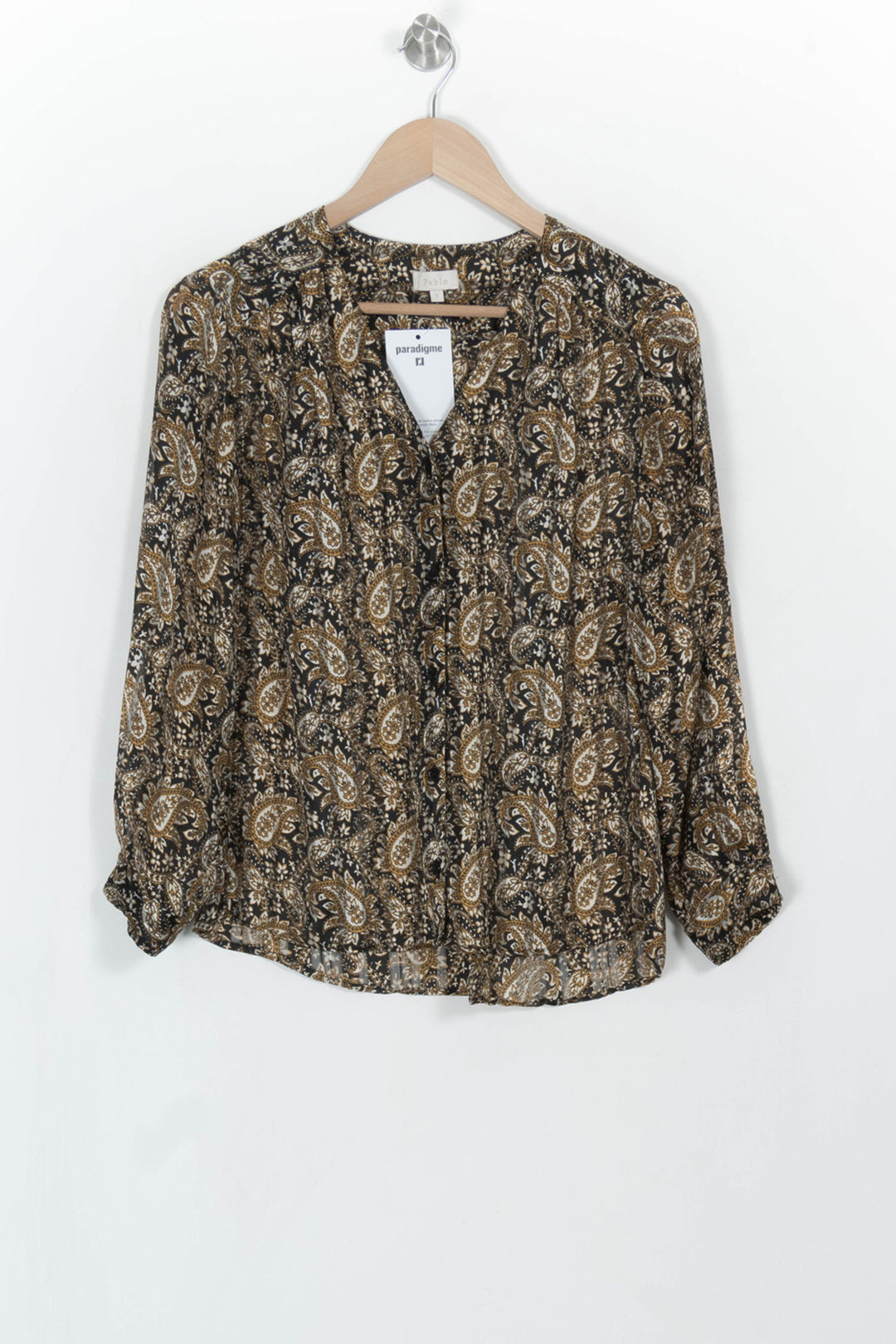 Blouse Noire et Camel - Taille S/36 de la marque Pablo | PARAD113536 - Vendu par Paradigme - Image 2