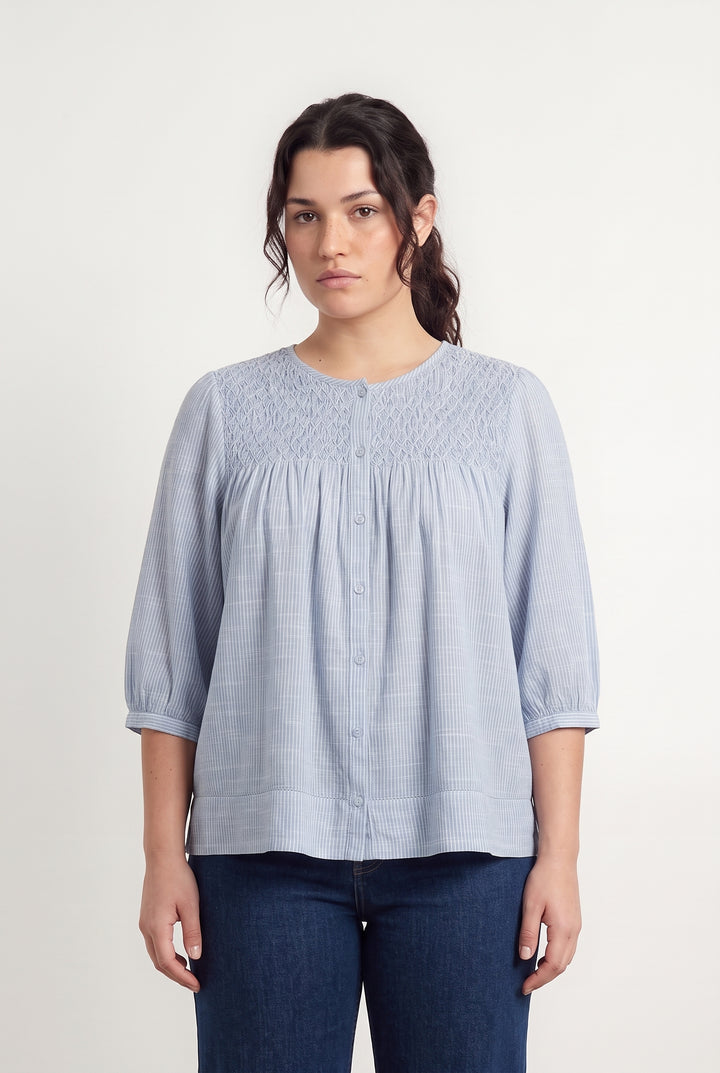 Blouse Bleu clair et Blanc - Taille XL/42 de la marque La Fée Maraboutée | PARAD113552 - Vendu par Paradigme - Image 1