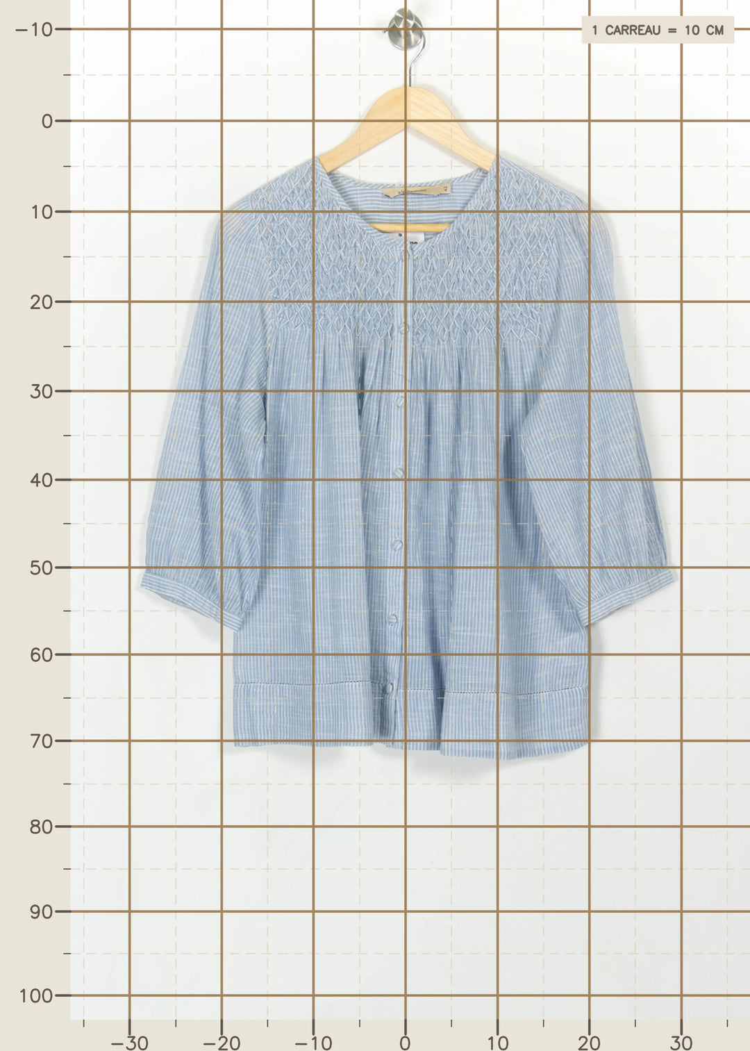 Blouse Bleu clair et Blanc - Taille XL/42 de la marque La Fée Maraboutée | PARAD113552 - Vendu par Paradigme - Image 4