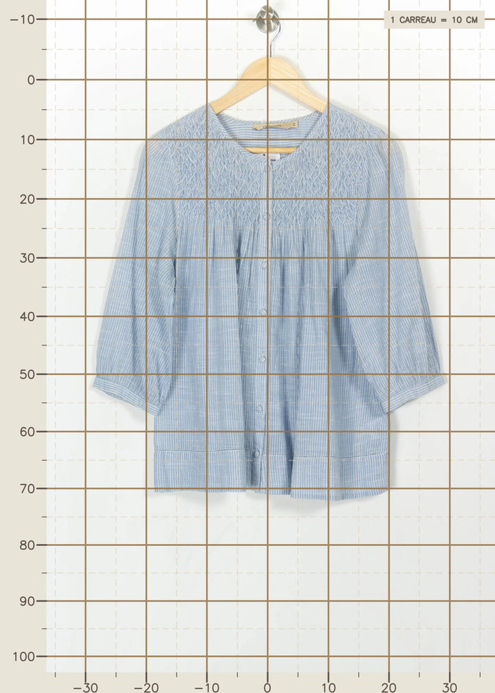 Blouse Bleu clair et Blanc - Taille XL/42 de la marque La Fée Maraboutée | PARAD113552 - Vendu par Paradigme - Image 4