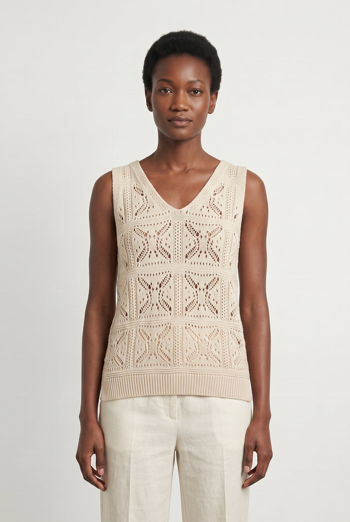 Débardeur Beige - Taille S/36 de la marque La Fée Maraboutée | PARAD113565 - Vendu par Paradigme - Image 1
