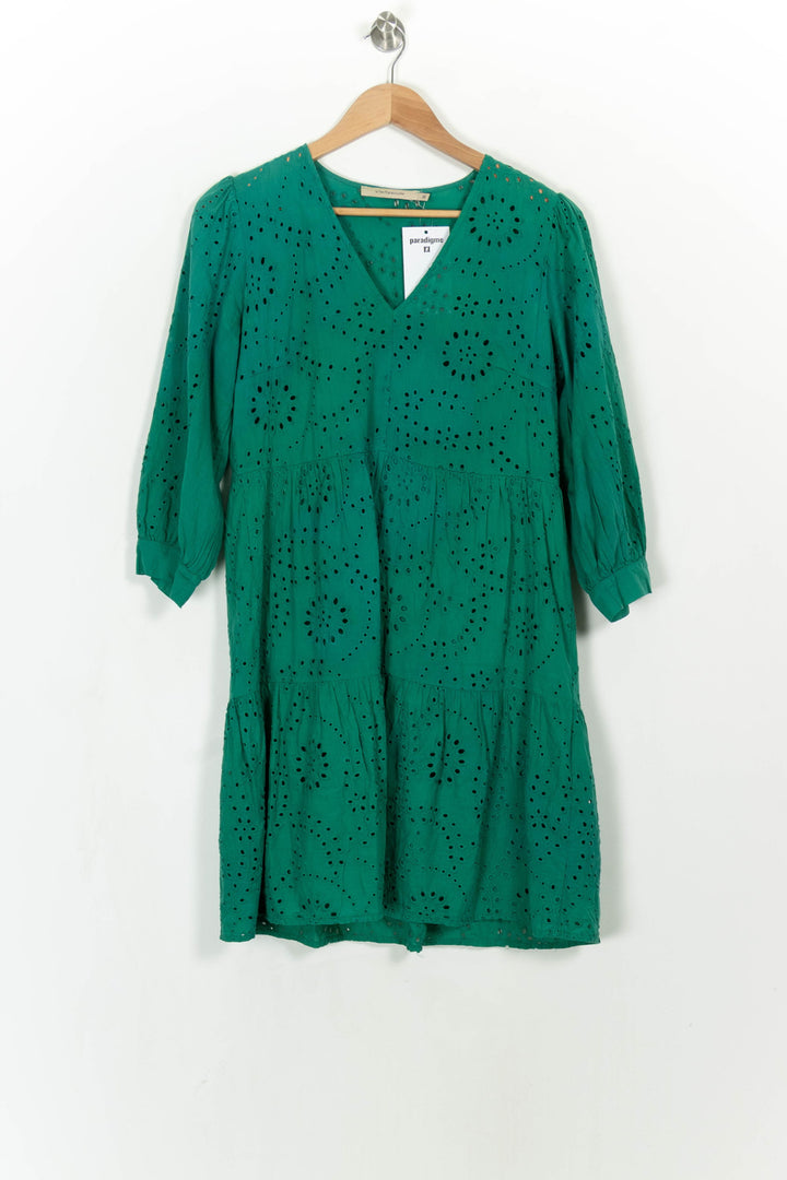 Robe Brodée Verte - Taille S/36 de la marque La Fée Maraboutée | PARAD113568 - Vendu par Paradigme - Image 2