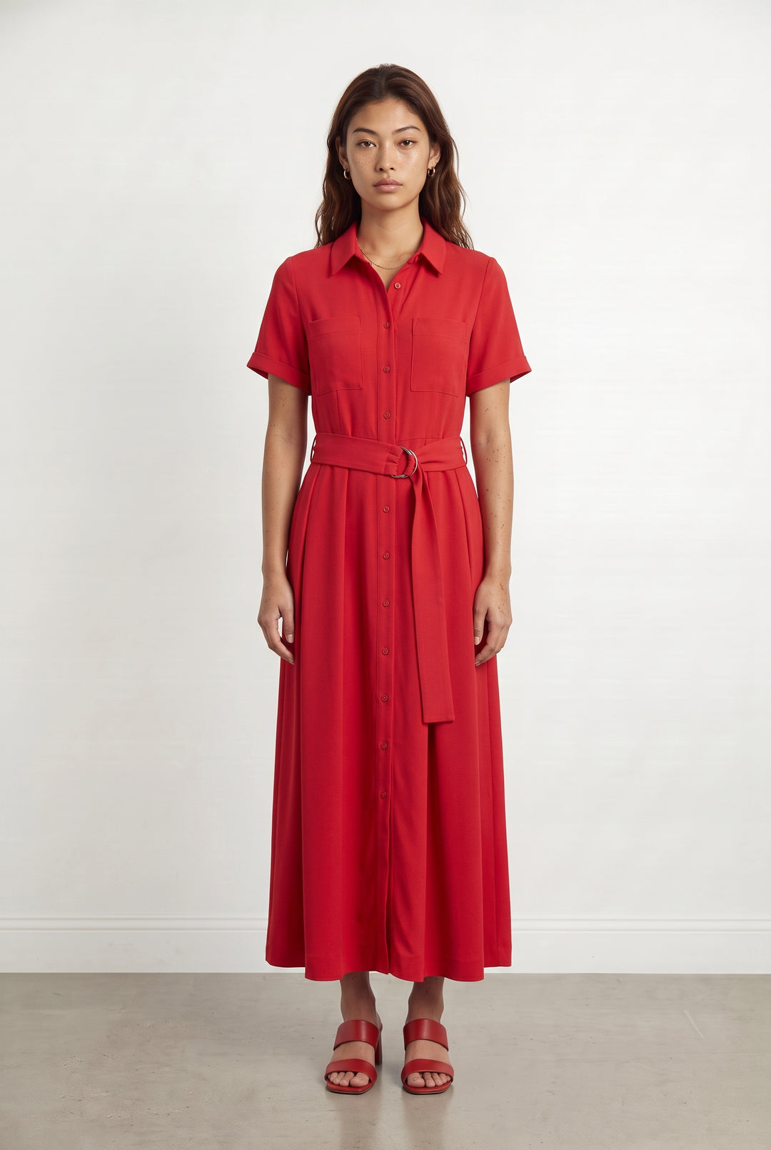 Robe Chemisier Longue Rouge - Taille S/36 de la marque Tara Jarmon | PARAD113572 - Vendu par Paradigme - Image 1