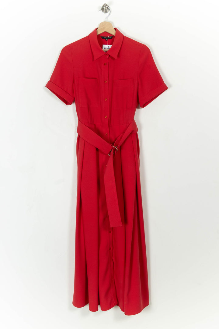 Robe Chemisier Longue Rouge - Taille S/36 de la marque Tara Jarmon | PARAD113572 - Vendu par Paradigme - Image 2