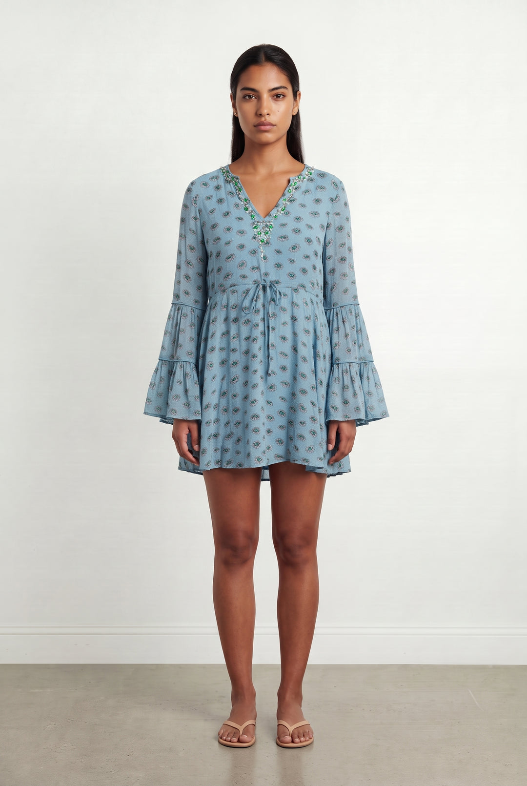 Robe Courte Bleue et Verte - Taille L/40 de la marque Essentiel Antwerp | PARAD113586 - Vendu par Paradigme - Image 1
