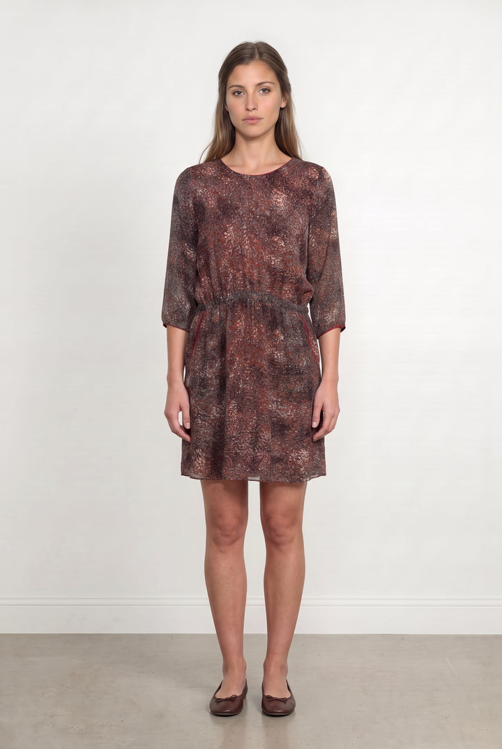 Robe Midi Rouge et Marron - Taille S/36 de la marque Suncoo | PARAD113591 - Vendu par Paradigme - Image 1