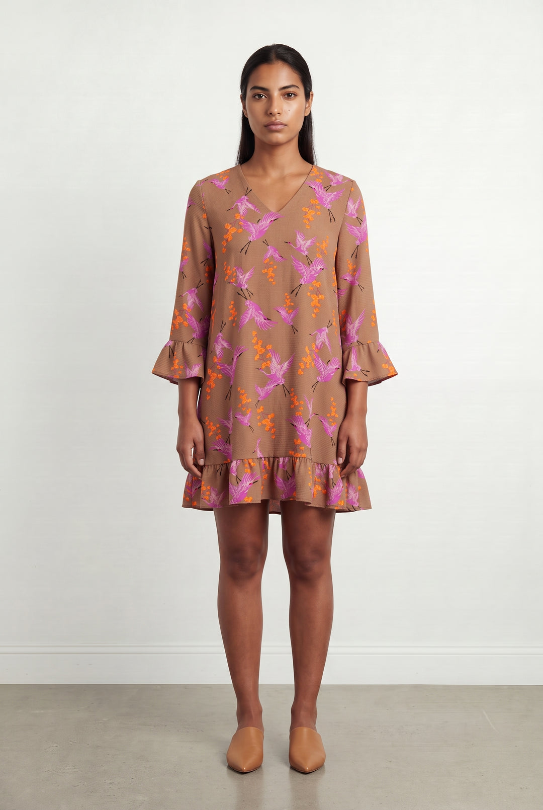 Robe Courte Marron et Multicolore - Taille L/40 de la marque Essentiel Antwerp | PARAD113604 - Vendu par Paradigme - Image 1