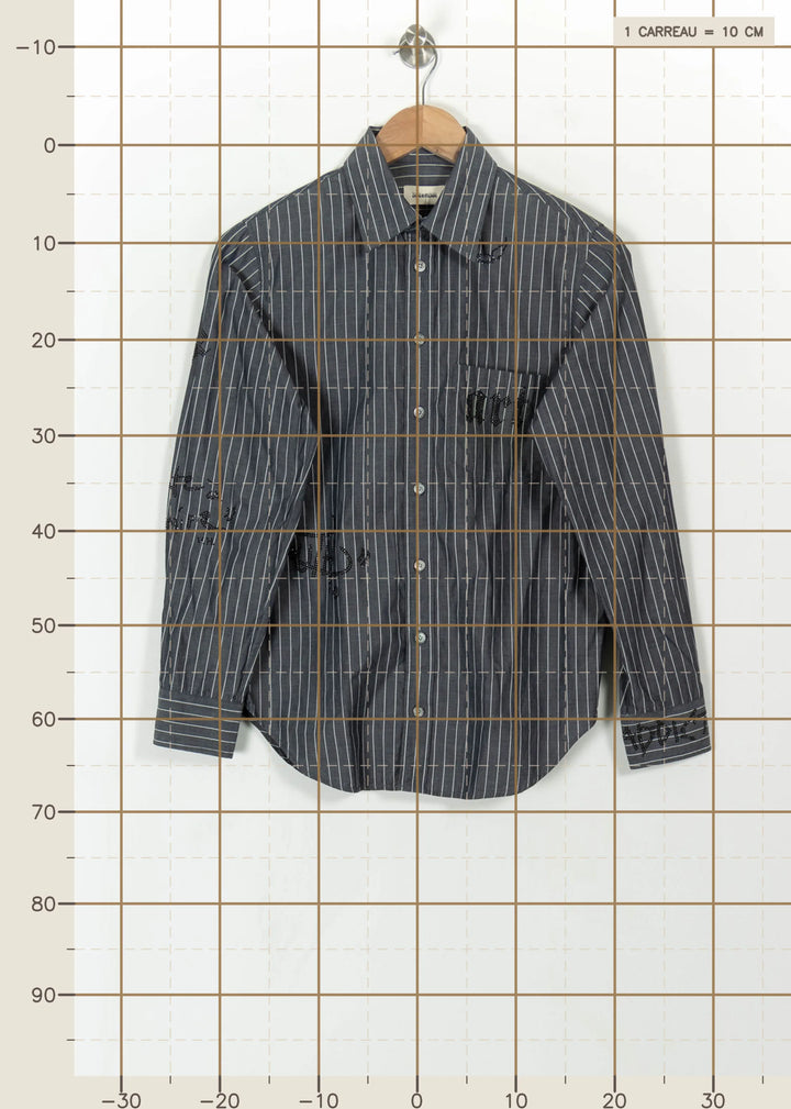 Chemise Rayée Grise et Blanche - Taille XS/34 de la marque Zadig&Voltaire | PARAD113617 - Vendu par Paradigme - Image 4