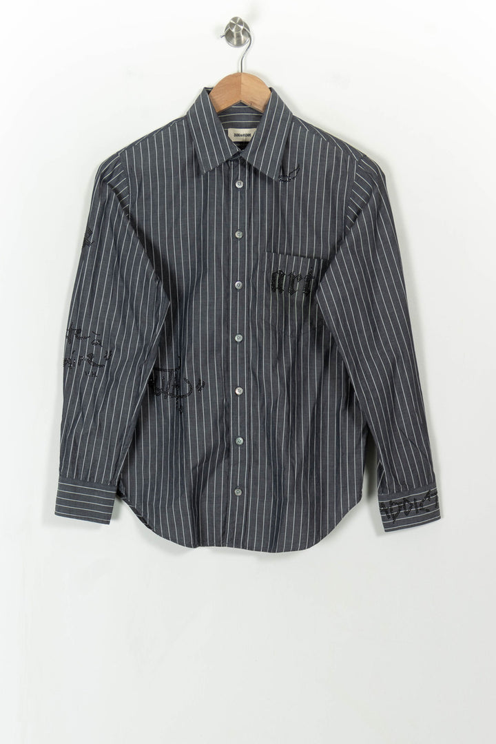 Chemise Rayée Grise et Blanche - Taille XS/34 de la marque Zadig&Voltaire | PARAD113617 - Vendu par Paradigme - Image 2