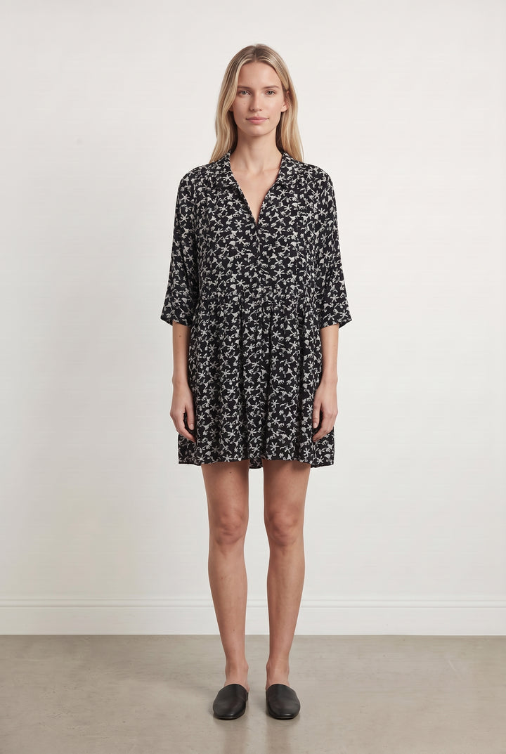 Robe Fleurie Noire et Blanche - Taille S/36 de la marque ba&sh | PARAD113633 - Vendu par Paradigme - Image 1