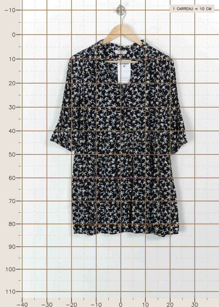 Robe Fleurie Noire et Blanche - Taille S/36 de la marque ba&sh | PARAD113633 - Vendu par Paradigme - Image 4