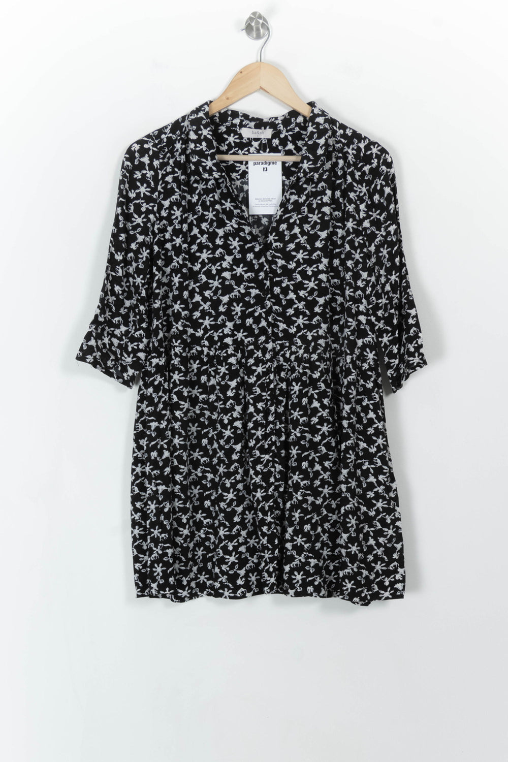 Robe Fleurie Noire et Blanche - Taille S/36 de la marque ba&sh | PARAD113633 - Vendu par Paradigme - Image 2