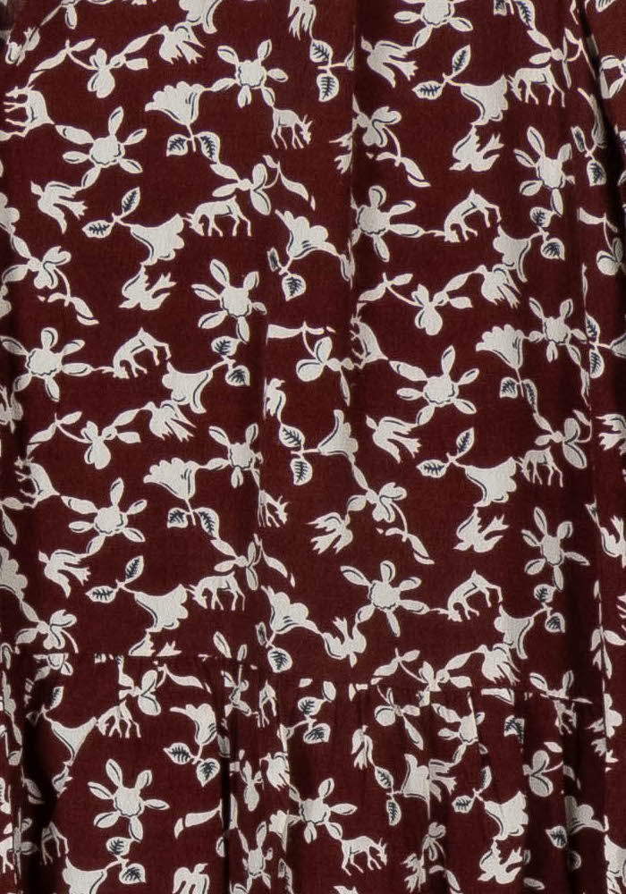 Robe Fleurie Bordeaux et Blanche - Taille S/36 de la marque ba&sh | PARAD113634 - Vendu par Paradigme - Image 3