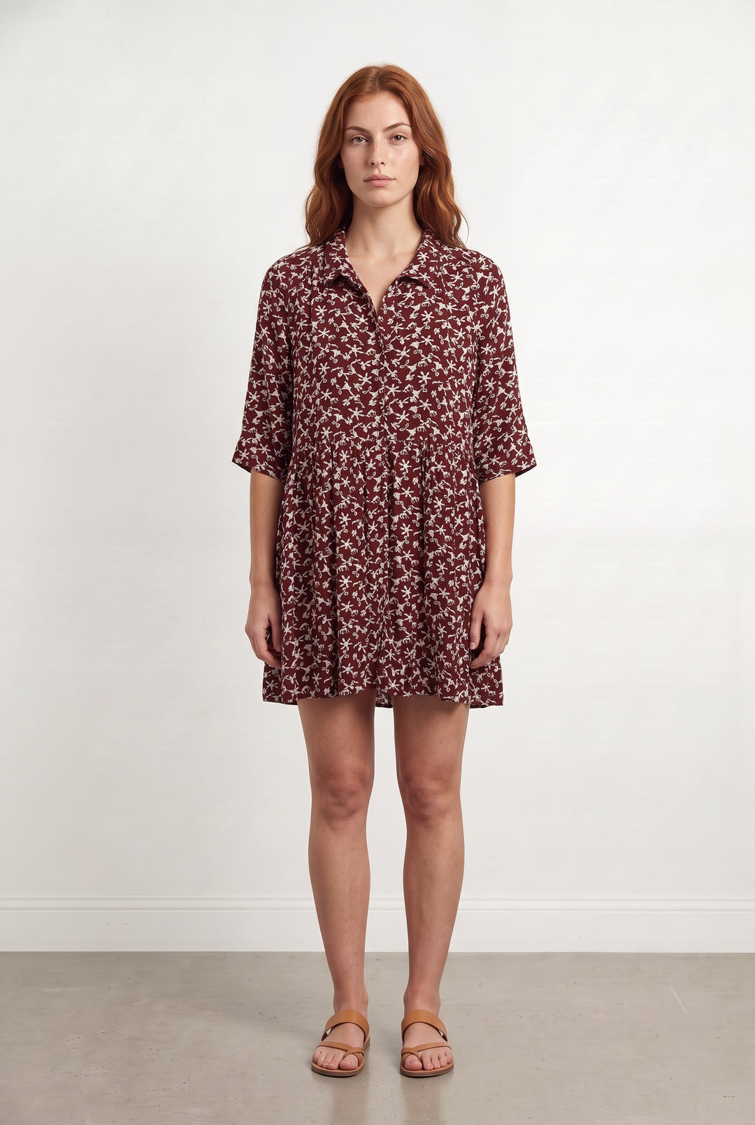 Robe Fleurie Bordeaux et Blanche - Taille S/36 de la marque ba&sh | PARAD113634 - Vendu par Paradigme - Image 1