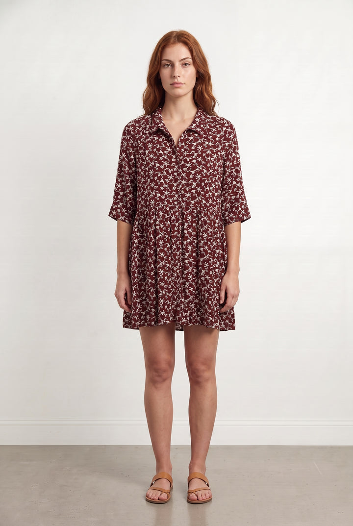 Robe Fleurie Bordeaux et Blanche - Taille S/36 de la marque ba&sh | PARAD113634 - Vendu par Paradigme - Image 1