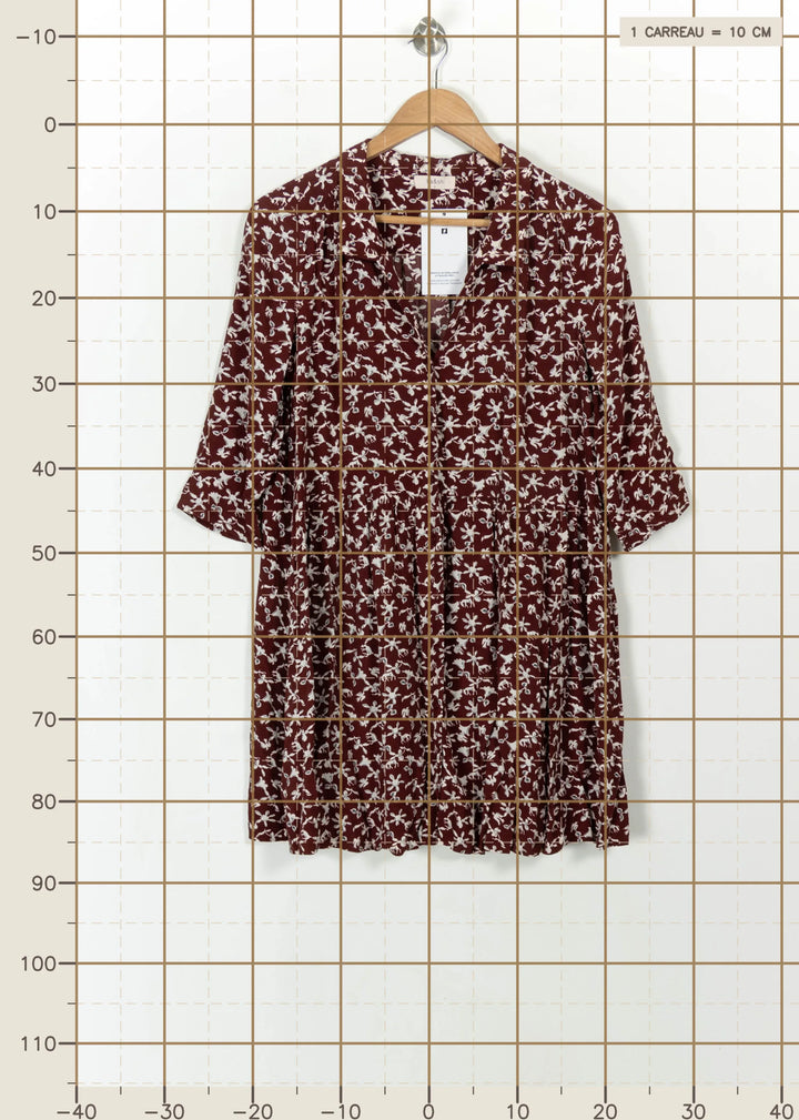Robe Fleurie Bordeaux et Blanche - Taille S/36 de la marque ba&sh | PARAD113634 - Vendu par Paradigme - Image 4