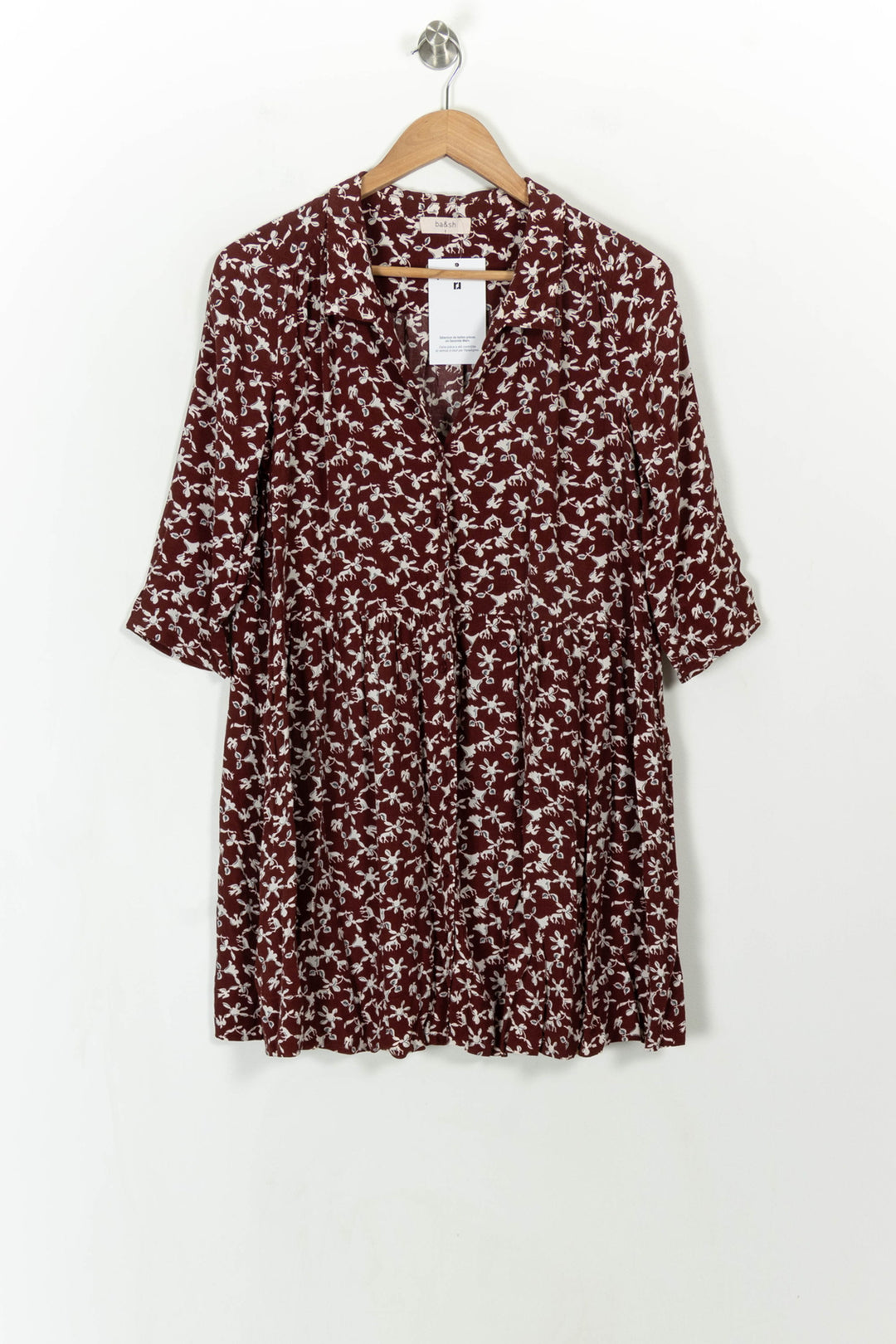 Robe Fleurie Bordeaux et Blanche - Taille S/36 de la marque ba&sh | PARAD113634 - Vendu par Paradigme - Image 2