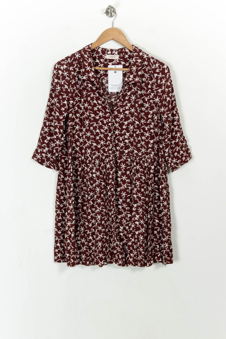 Robe Fleurie Bordeaux et Blanche - Taille S/36 de la marque ba&sh | PARAD113634 - Vendu par Paradigme - Image 2