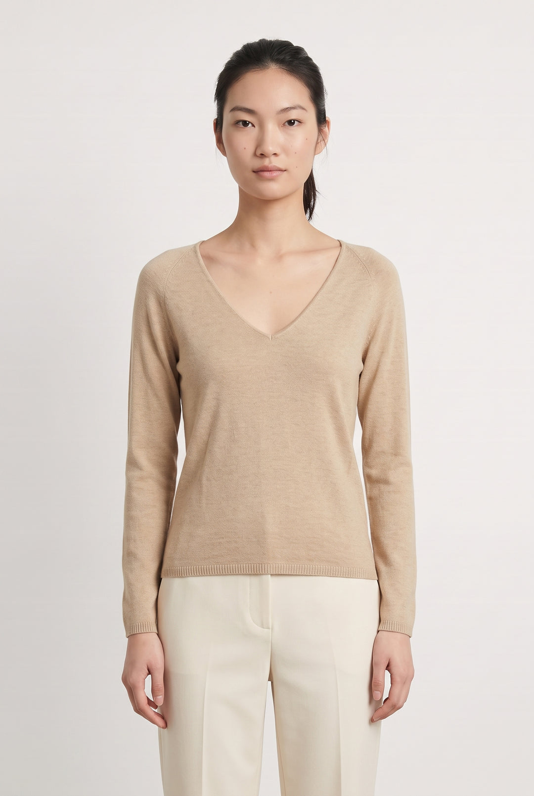 Pull Col V Beige - Taille S/36 de la marque Kujten | PARAD113655 - Vendu par Paradigme - Image 1