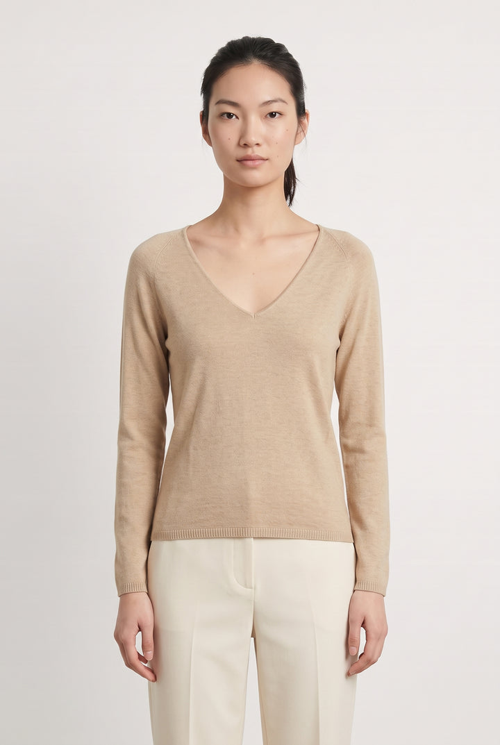 Pull Col V Beige - Taille S/36 de la marque Kujten | PARAD113655 - Vendu par Paradigme - Image 1