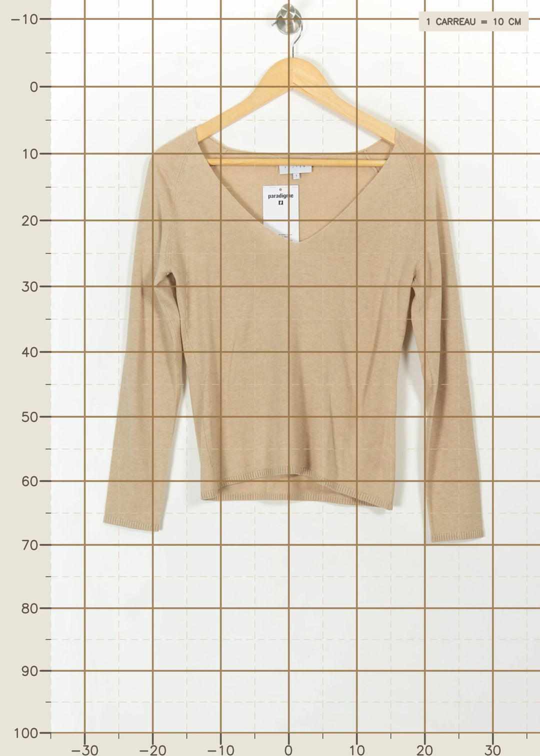 Pull Col V Beige - Taille S/36 de la marque Kujten | PARAD113655 - Vendu par Paradigme - Image 4