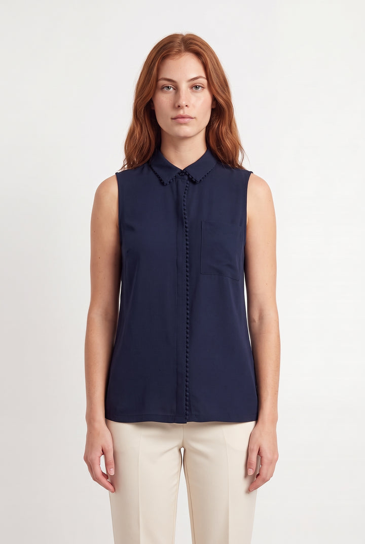 Blouse Sans Manches Bleue - Taille S/36 de la marque Maison 123 | PARAD113656 - Vendu par Paradigme - Image 1