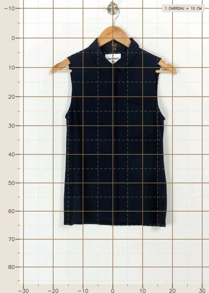 Blouse Sans Manches Bleue - Taille S/36 de la marque Maison 123 | PARAD113656 - Vendu par Paradigme - Image 4