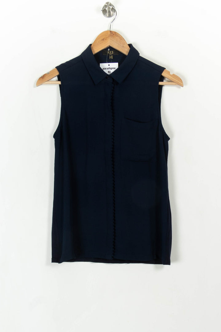 Blouse Sans Manches Bleue - Taille S/36 de la marque Maison 123 | PARAD113656 - Vendu par Paradigme - Image 2