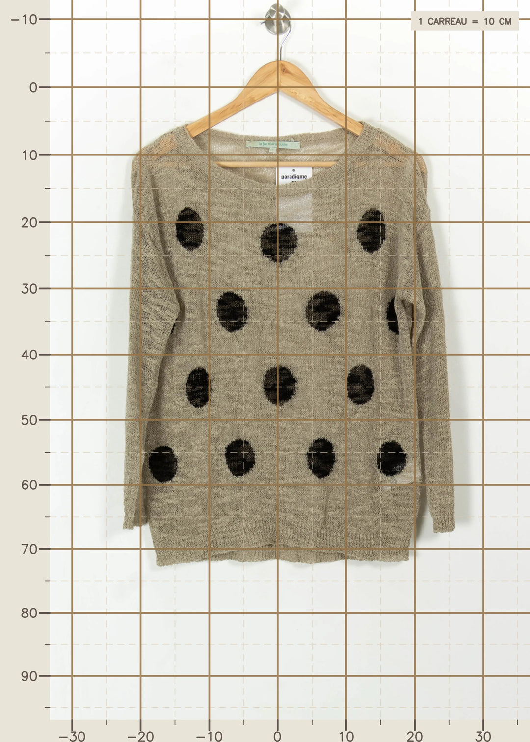 Pull Beige et Noir - Taille M/38 de la marque La Fée Maraboutée | PARAD113665 - Vendu par Paradigme - Image 4