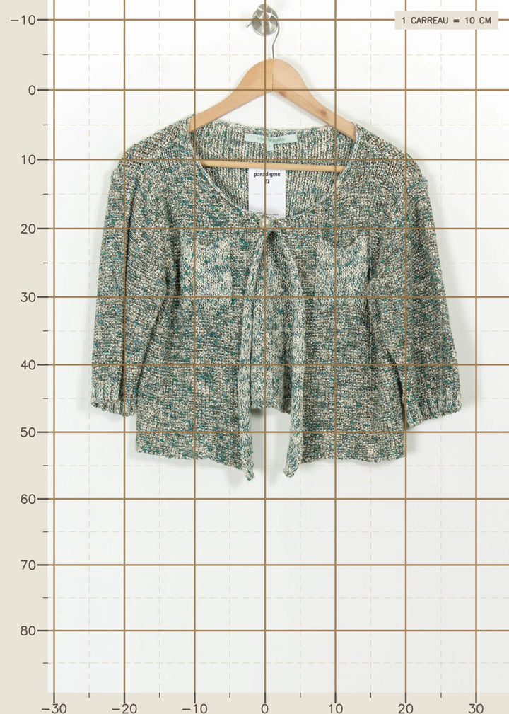 Gilet Vert et Beige - Taille L/40 de la marque La Fée Maraboutée | PARAD113671 - Vendu par Paradigme - Image 4