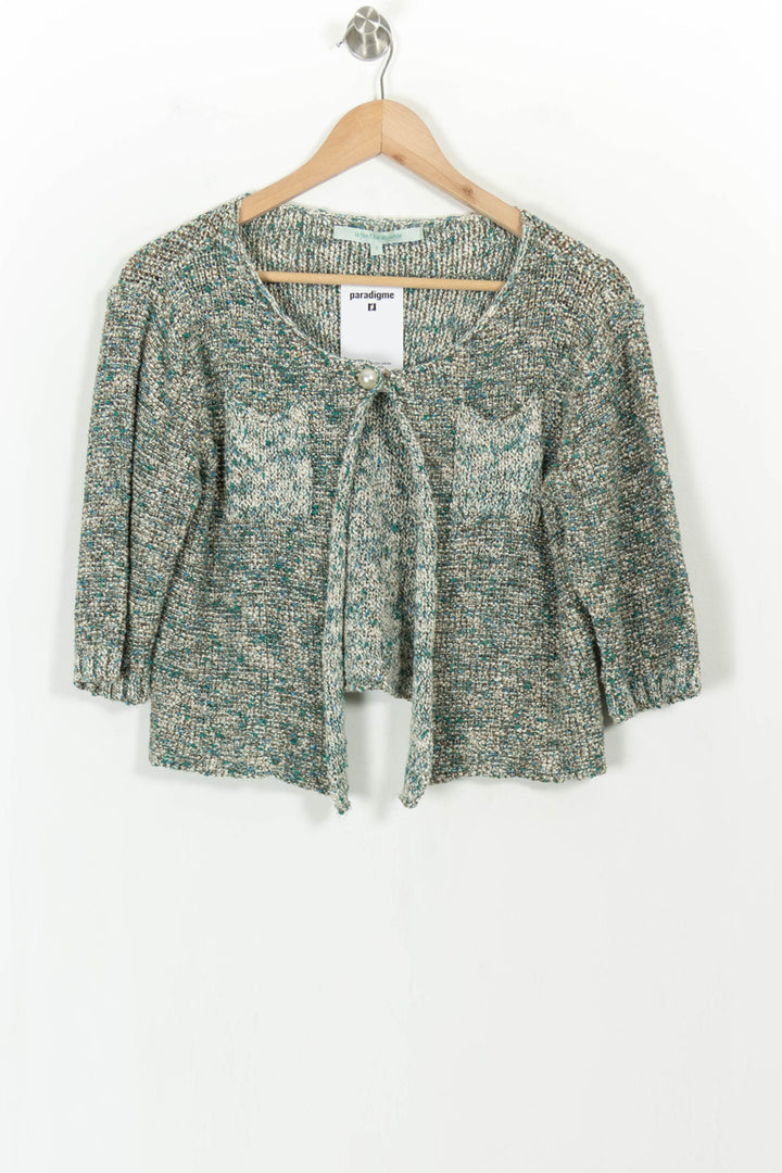 Gilet Vert et Beige - Taille L/40 de la marque La Fée Maraboutée | PARAD113671 - Vendu par Paradigme - Image 2