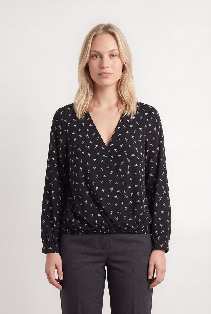 Blouse Noire et Blanche - Taille L/40 de la marque La Fée Maraboutée | PARAD113731 - Vendu par Paradigme - Image 1