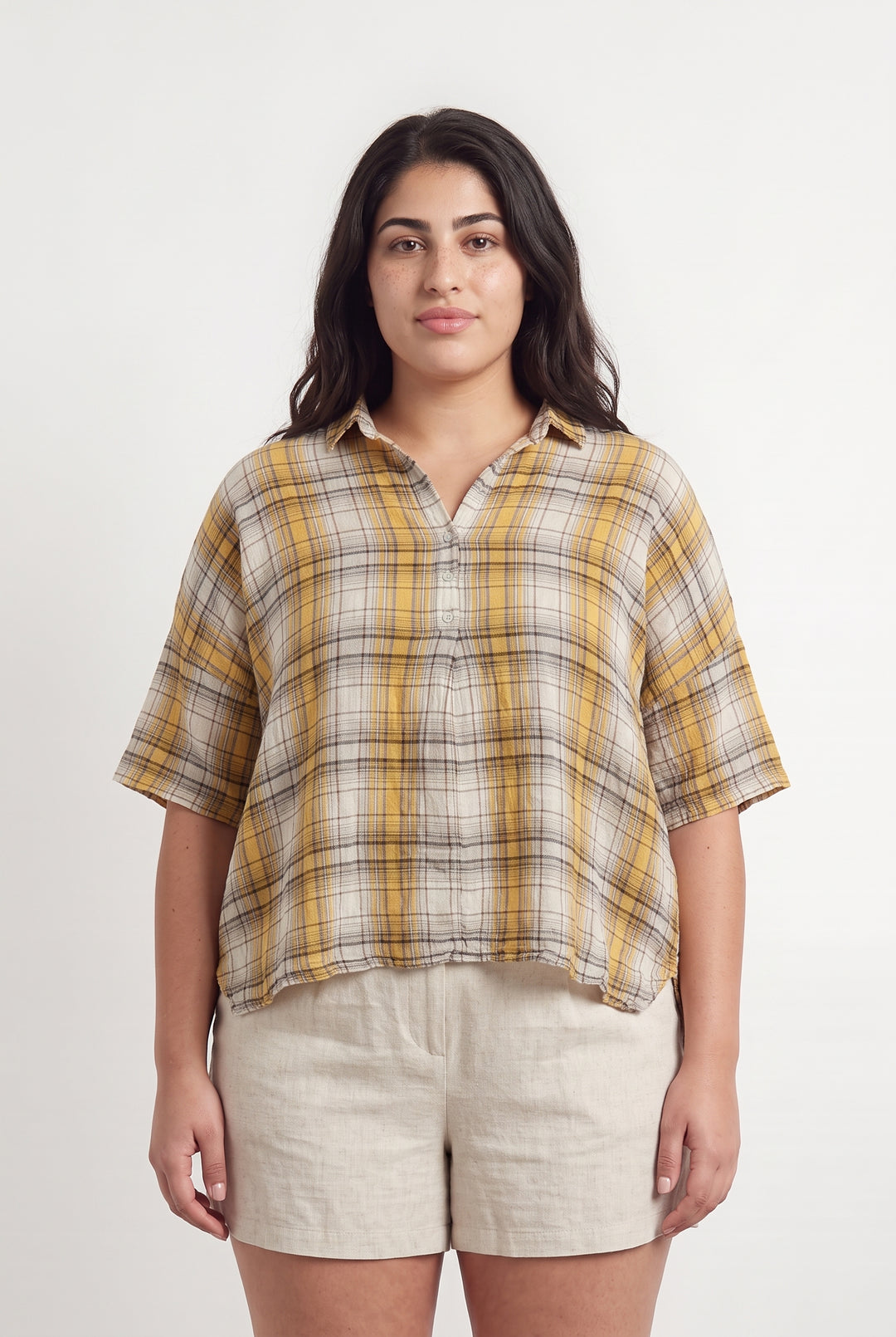 Chemise à Carreaux Jaune et Blanche - Taille XL/42 de la marque Gerard Darel | PARAD113732 - Vendu par Paradigme - Image 1