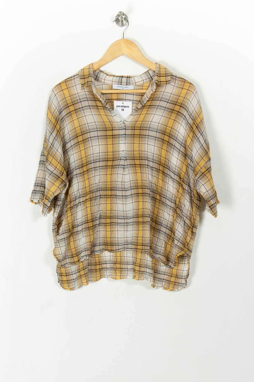 Chemise à Carreaux Jaune et Blanche - Taille XL/42 de la marque Gerard Darel | PARAD113732 - Vendu par Paradigme - Image 2