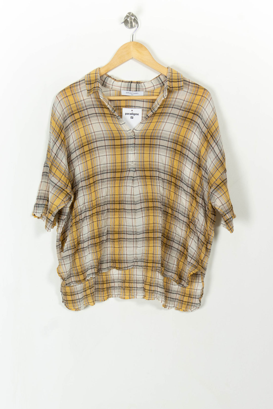 Chemise à Carreaux Jaune et Blanche - Taille XL/42 de la marque Gerard Darel | PARAD113732 - Vendu par Paradigme - Image 2