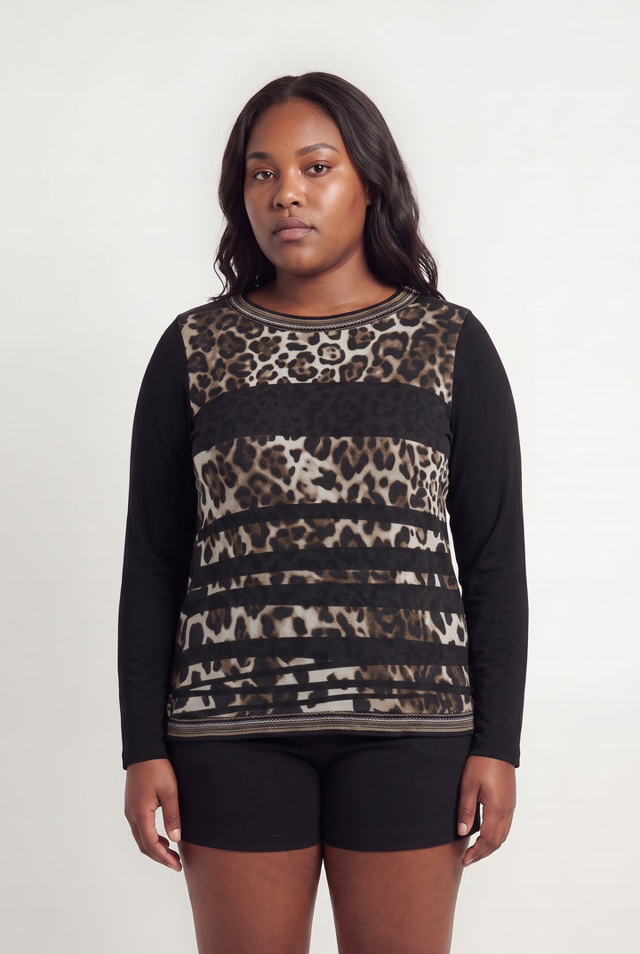 Pull Noir et Léopard - Taille XL/42 de la marque Bleu Blanc Rouge | PARAD113739 - Vendu par Paradigme - Image 1