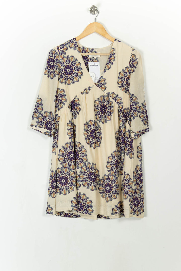 Robe Courte Beige et Violette - Taille S/36 de la marque Grace &amp; Mila | PARAD113745 - Vendu par Paradigme - Image 2