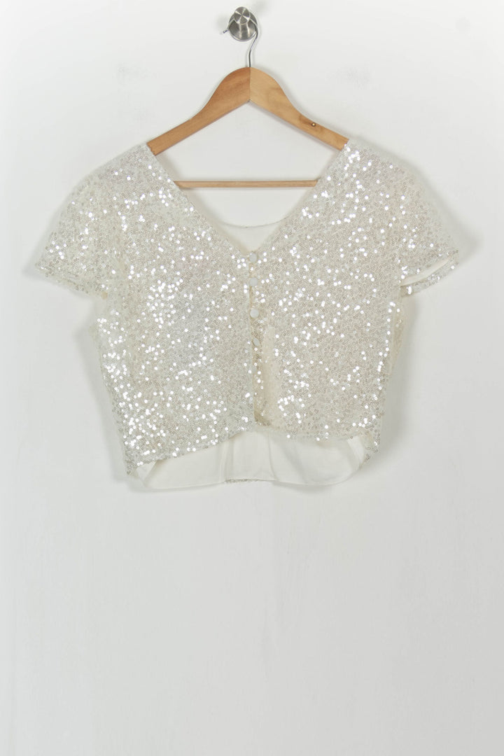 Top Pailleté Blanc - Taille XXL/44 de la marque Maison Lemoine | PARAD113752 - Vendu par Paradigme - Image 5