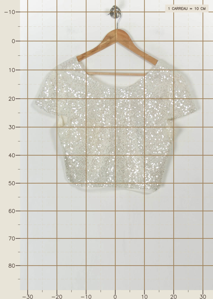 Top Pailleté Blanc - Taille XXL/44 de la marque Maison Lemoine | PARAD113752 - Vendu par Paradigme - Image 4