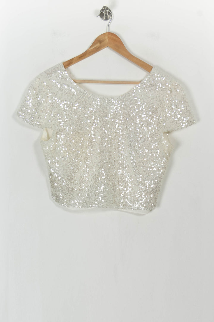 Top Pailleté Blanc - Taille XXL/44 de la marque Maison Lemoine | PARAD113752 - Vendu par Paradigme - Image 2