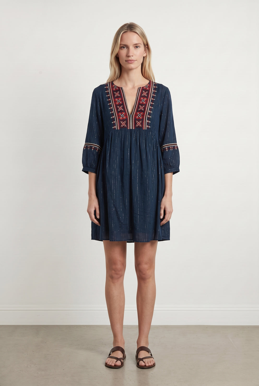 Robe brodée bleue et rouge - Taille S/36 de la marque ba&amp;sh | PARAD113753 - Vendu par Paradigme - Image 1