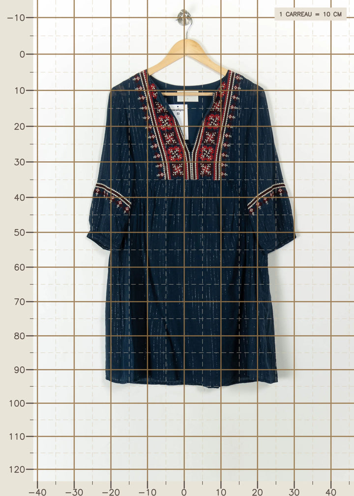 Robe brodée bleue et rouge - Taille S/36 de la marque ba&amp;sh | PARAD113753 - Vendu par Paradigme - Image 4